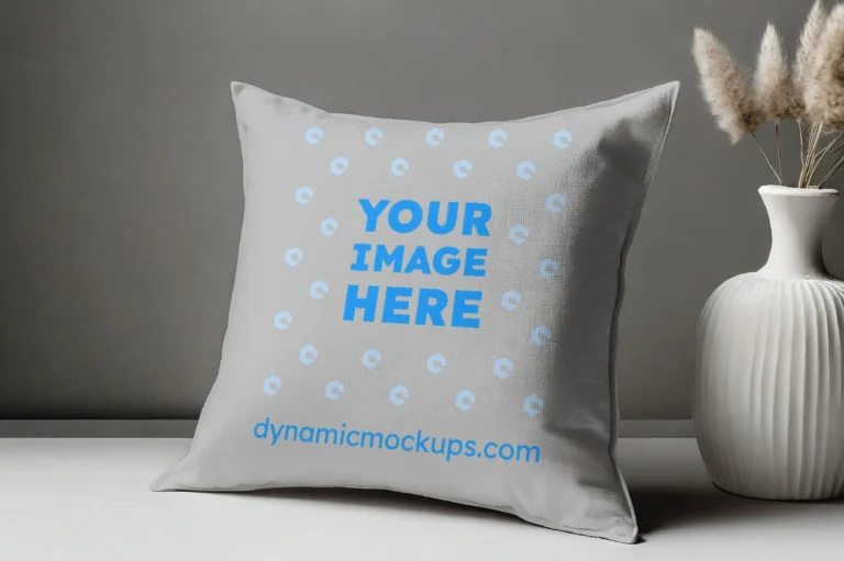 Light Gray Square Pillow Cover Mockup Template