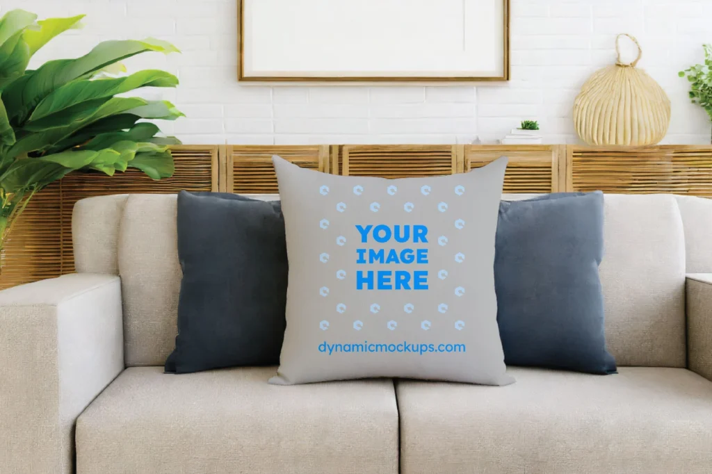 Light Gray Square Pillow Cover Mockup Template