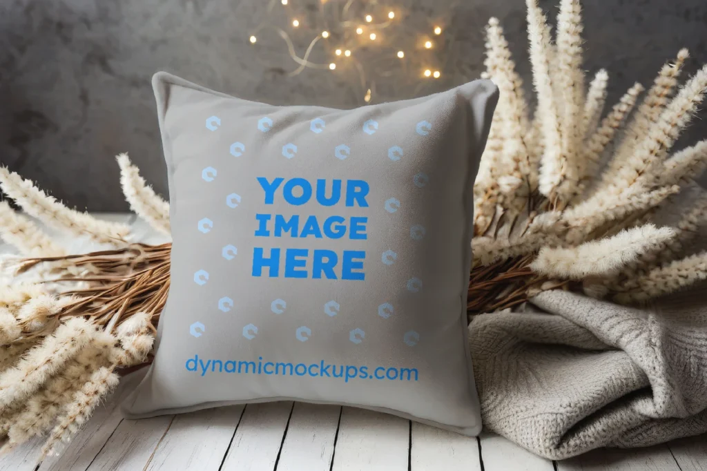 Light Gray Square Pillow Cover Mockup Template