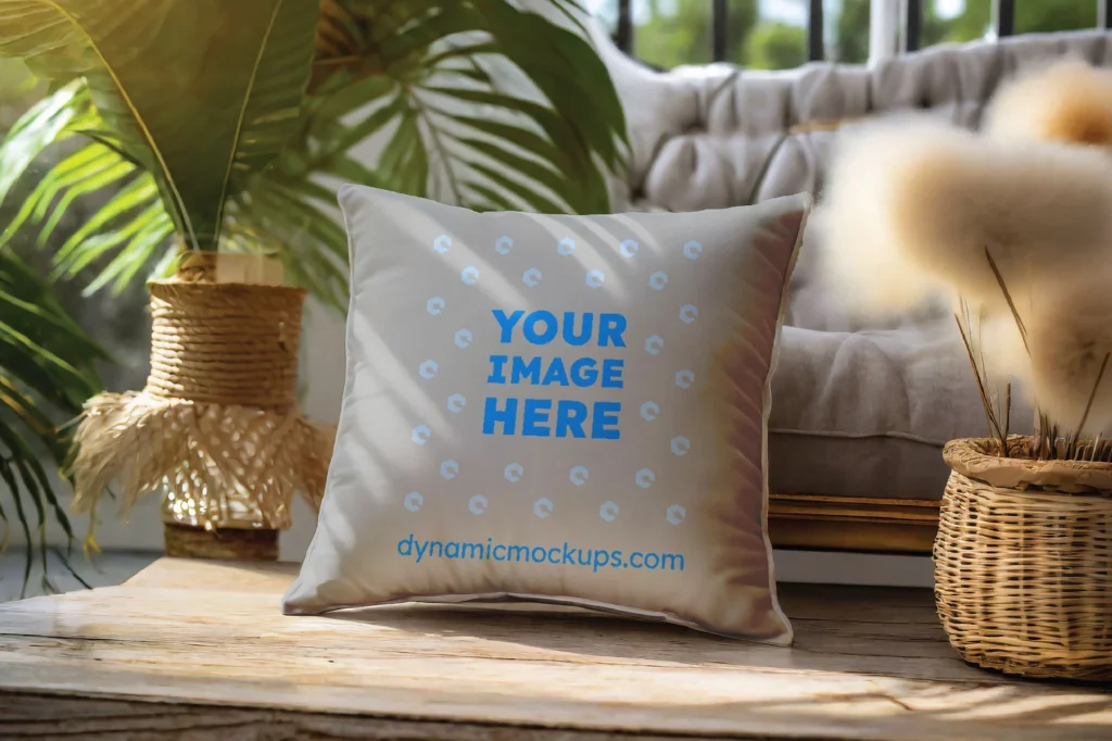 Light Gray Square Pillow Cover Mockup Template