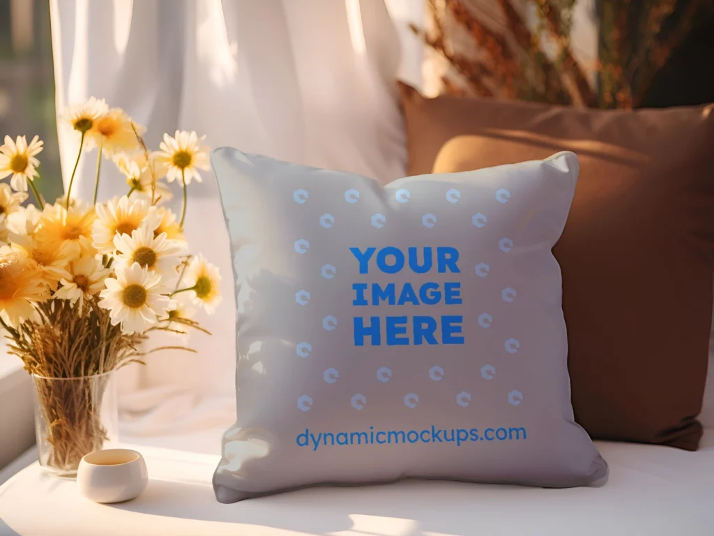 Light Gray Square Pillow Cover Mockup Template