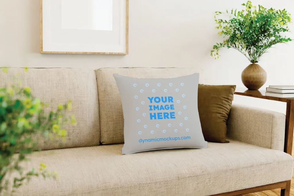 Light Gray Square Pillow Cover Mockup Template