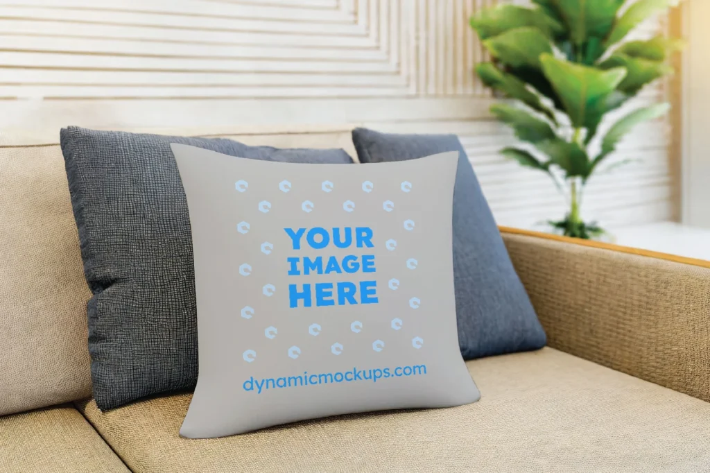 Light Gray Square Pillow Cover Mockup Template