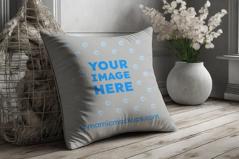 Light Gray Square Pillow Cover Mockup Template