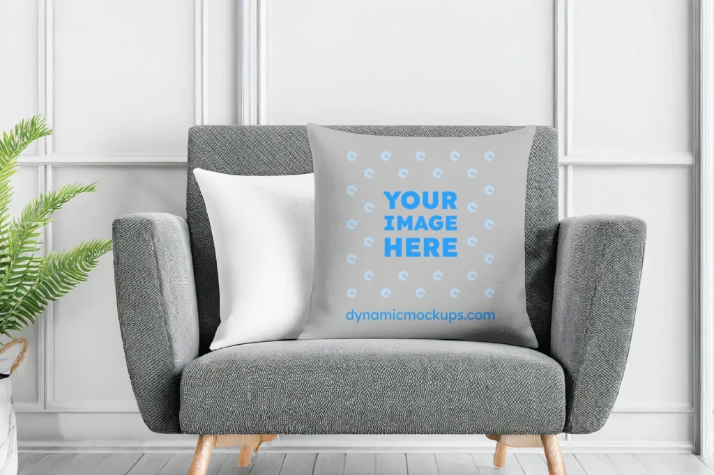 Light Gray Square Pillow Cover Mockup Template