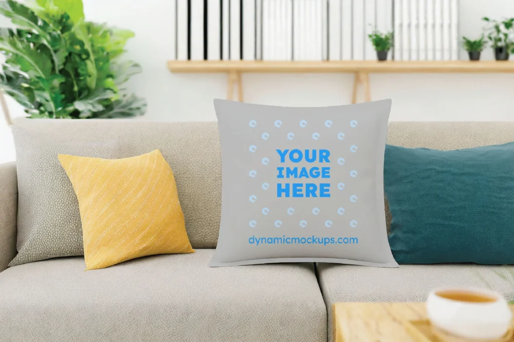 Light Gray Square Pillow Cover Mockup Template