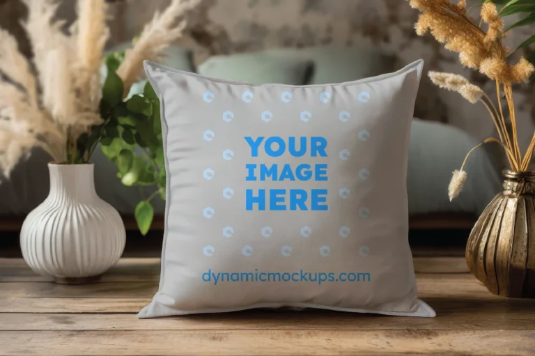 Light Gray Square Pillow Cover Mockup Template