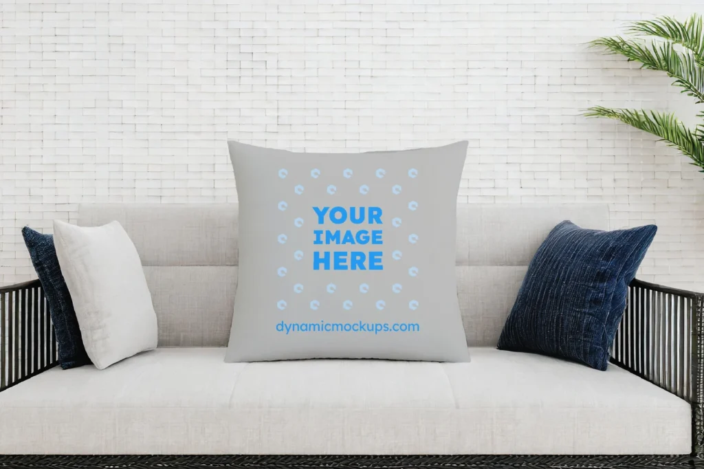 Light Gray Square Pillow Cover Mockup Template