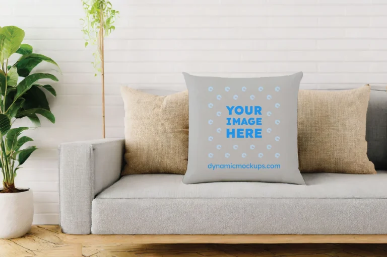 Light Gray Square Pillow Cover Mockup Template