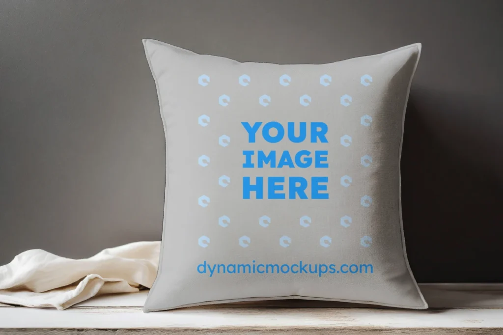 Light Gray Square Pillow Cover Mockup Template