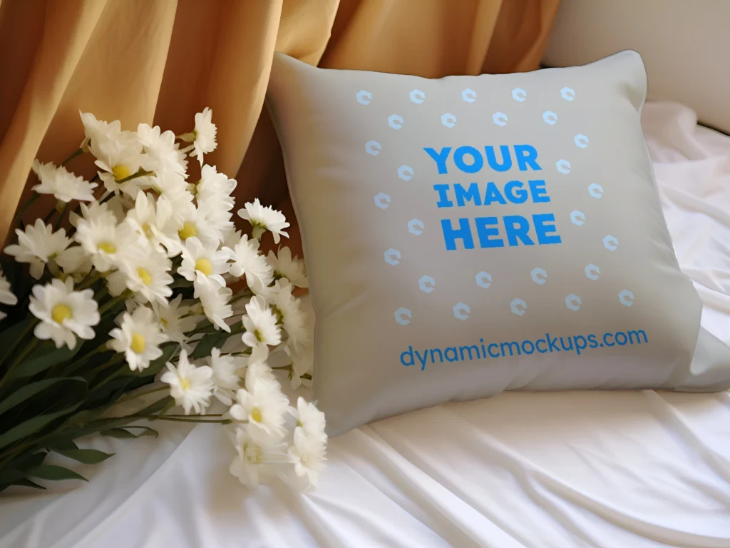 Light Gray Square Pillow Cover Mockup Template