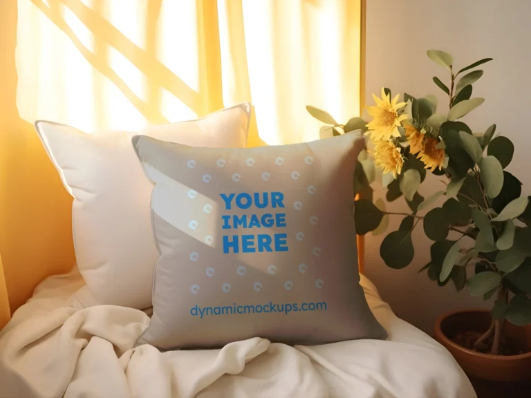 Light Gray Square Pillow Cover Mockup Template