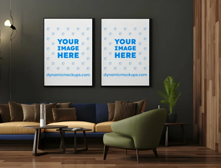 Living Room Canvas Wall Art Gallery Mockup Template