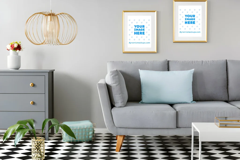 Living Room Frame Wall Art Gallery Mockup Template