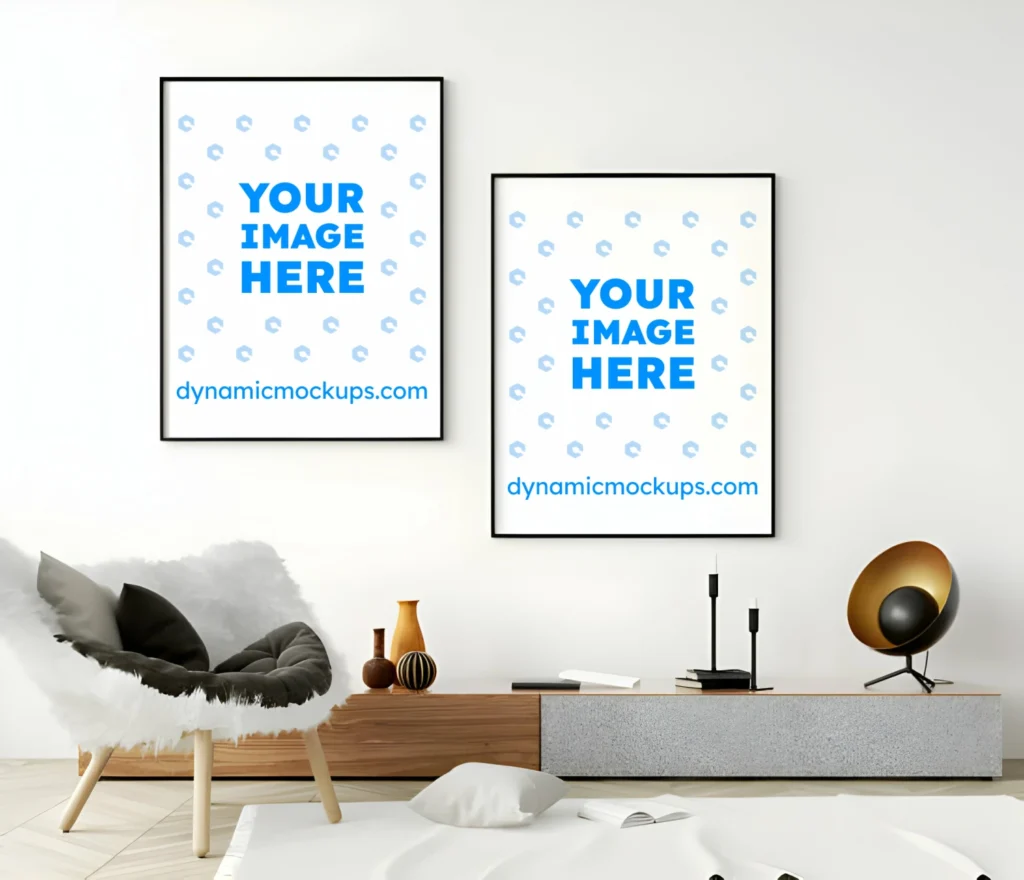 Living Room Frame Wall Art Gallery Mockup Template