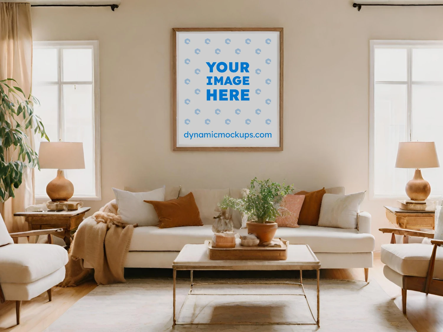 Living Room Frame Wall Art Mockup Template #1428 + PSD | Use It Now