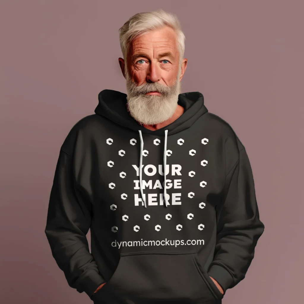 Man Wearing Black Hoodie Mockup Front View Template