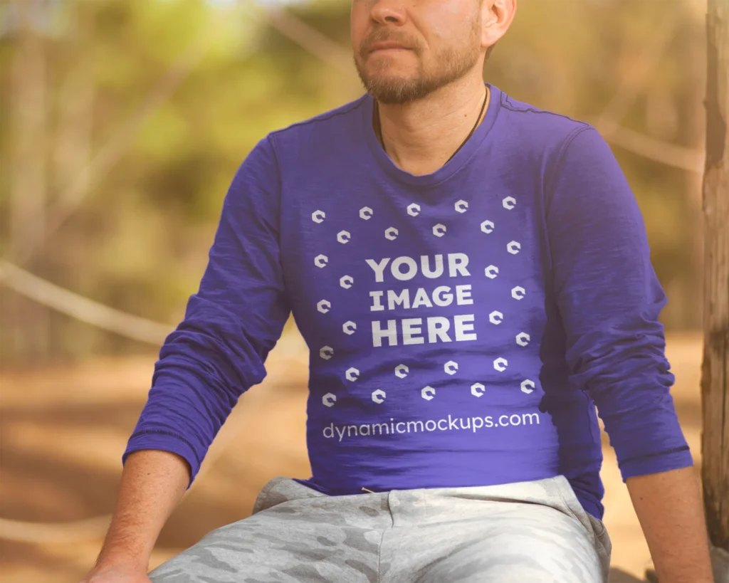 Man Wearing Blue Sweatshirt Mockup Front View Template