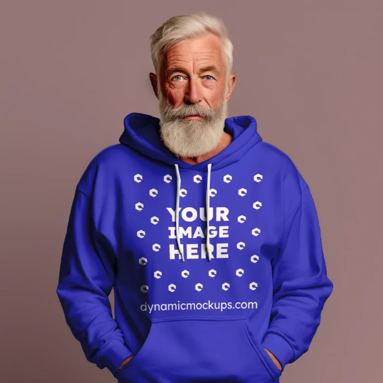 Man Wearing Blue Hoodie Mockup Front View Template