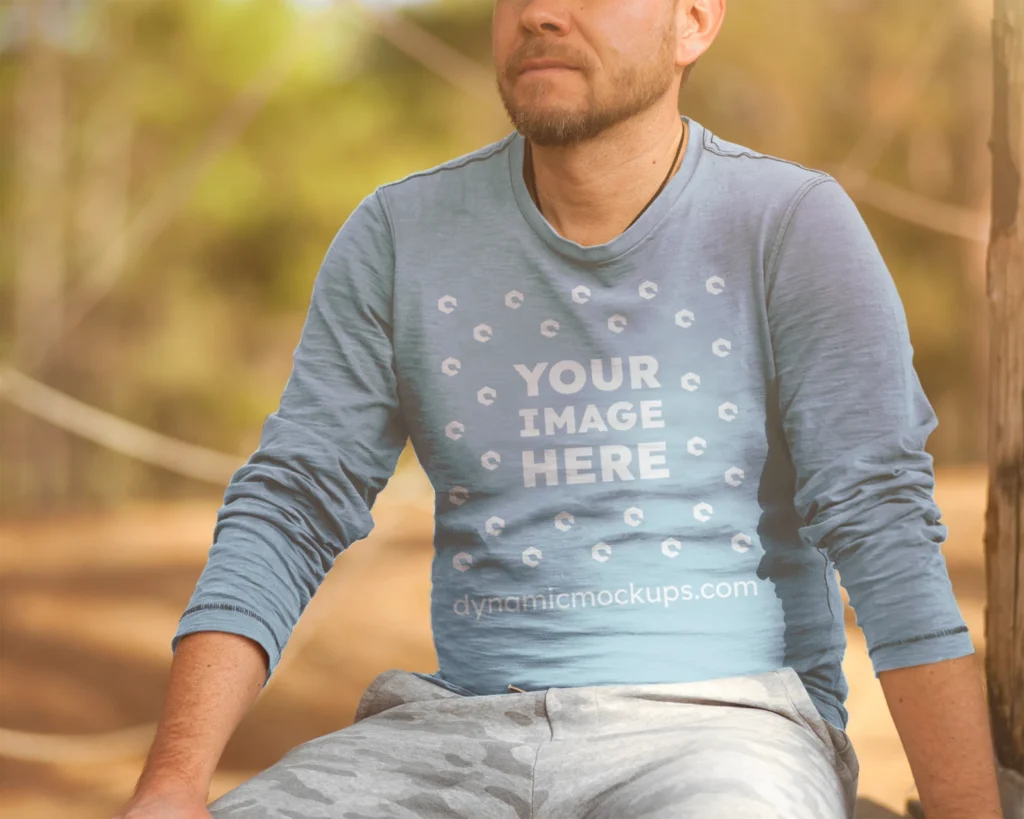 Man Wearing Light Blue Sweatshirt Mockup Front View Template