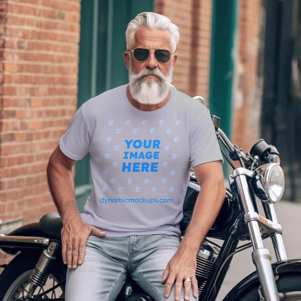 Man Wearing Light Gray T-shirt Mockup Front View Template