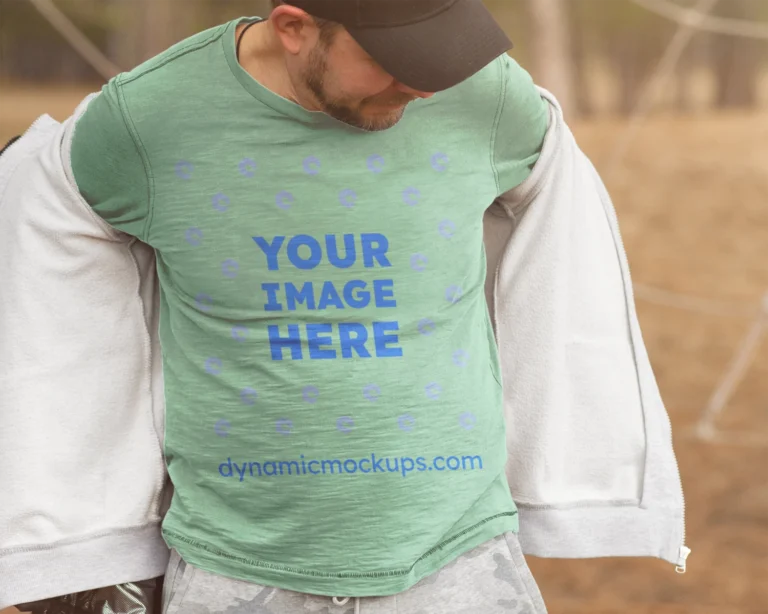 Man Wearing Mint Sweatshirt Mockup Front View Template