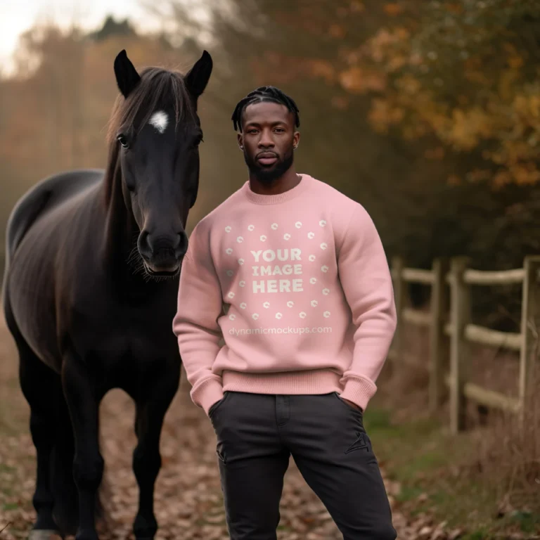 Man Wearing Pink Sweatshirt Mockup Front View Template