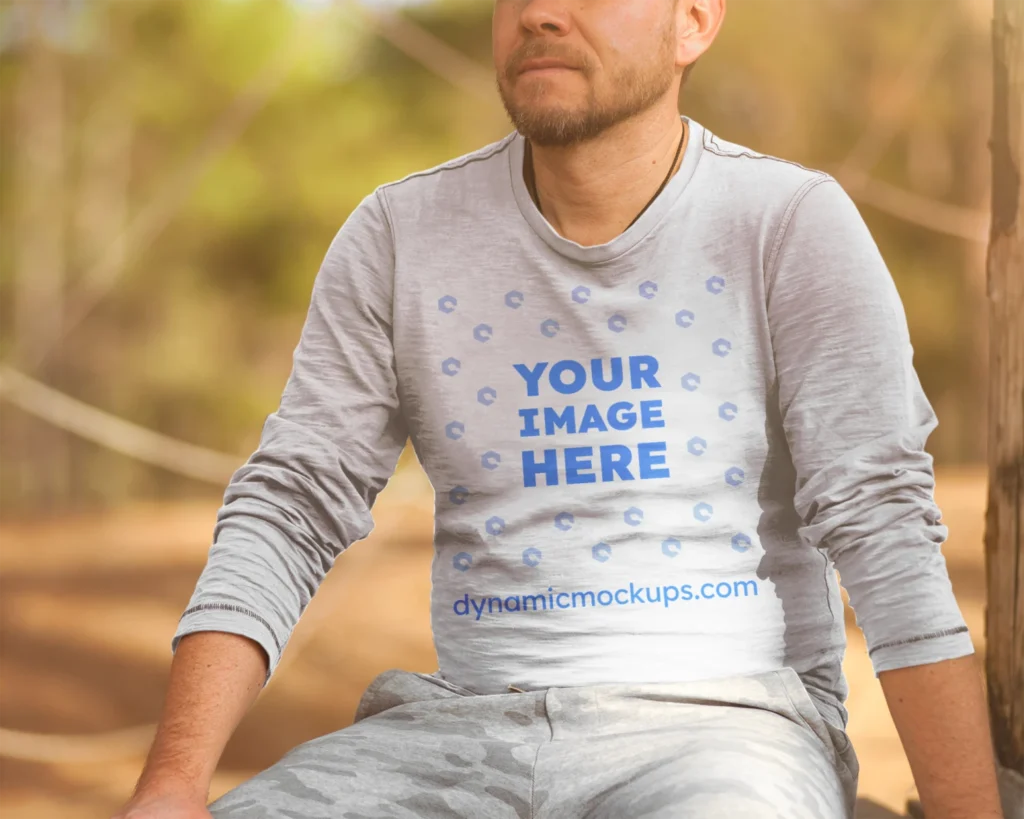 Man Wearing White Sweatshirt Mockup Front View Template