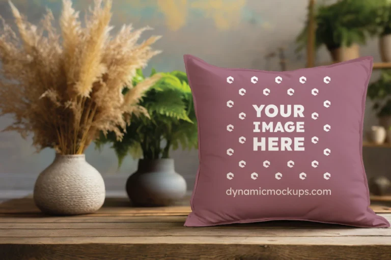 Maroon Square Pillow Cover Mockup Template