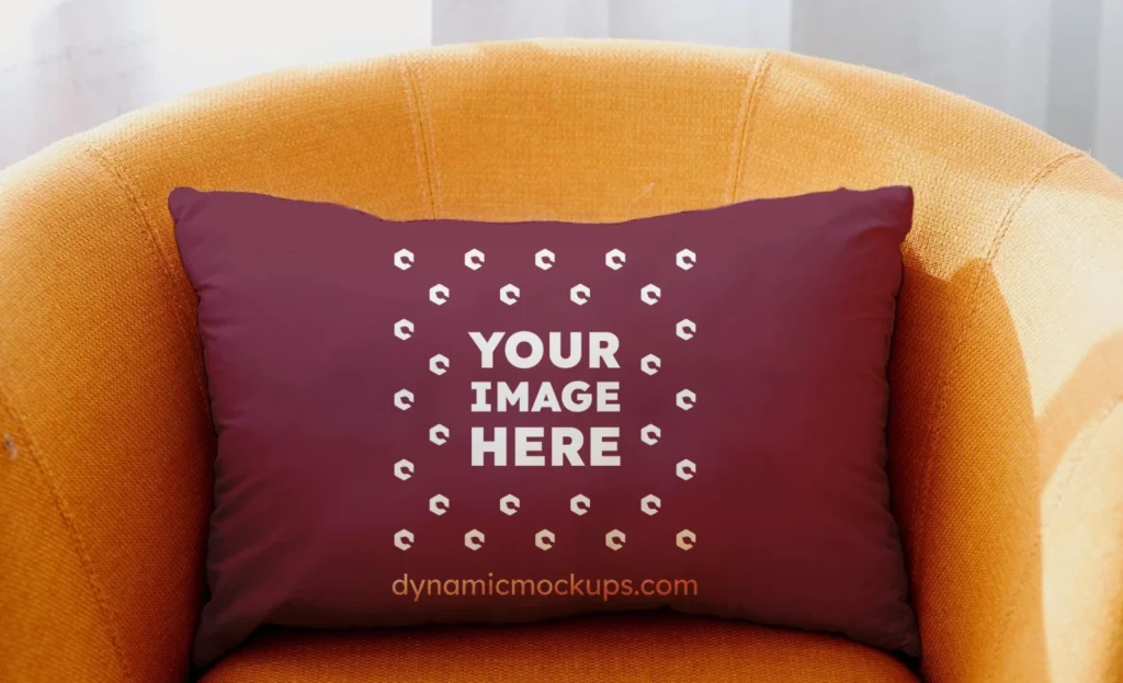 Maroon Square Pillow Cover Mockup Template