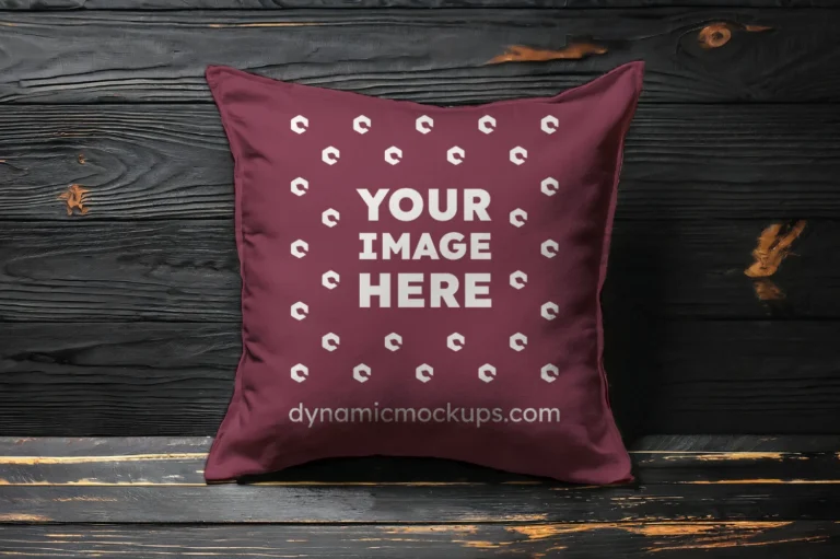 Maroon Square Pillow Cover Mockup Template