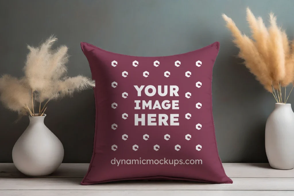 Maroon Square Pillow Cover Mockup Template