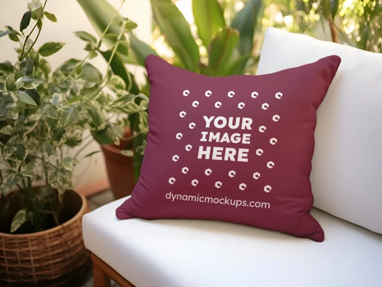 Maroon Square Pillow Cover Mockup Template