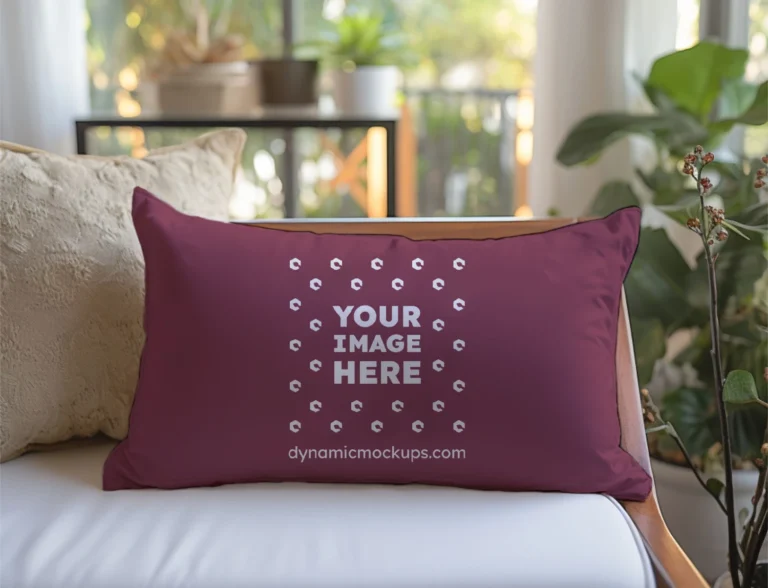 Maroon Square Pillow Cover Mockup Template