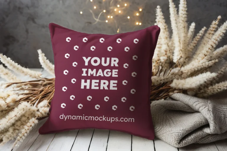 Maroon Square Pillow Cover Mockup Template