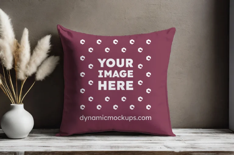 Maroon Square Pillow Cover Mockup Template