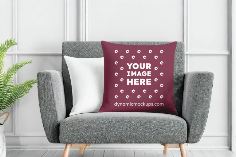 Maroon Square Pillow Cover Mockup Template