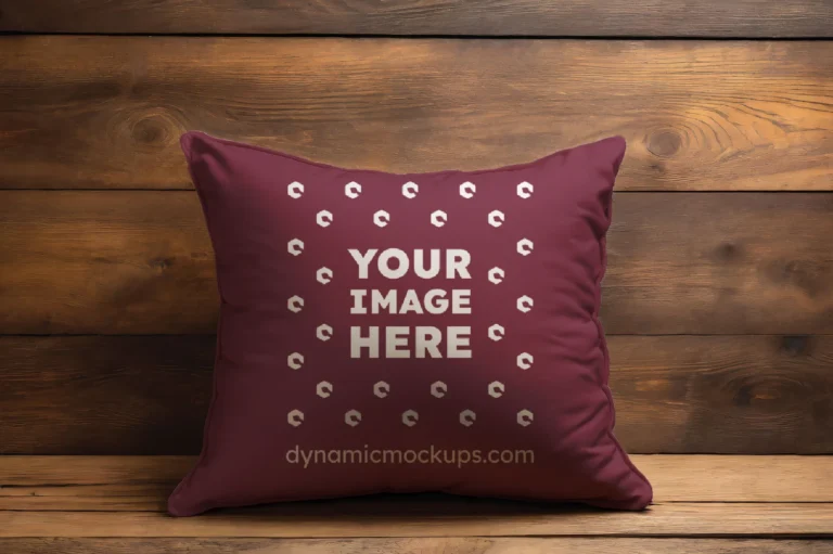 Maroon Square Pillow Cover Mockup Template