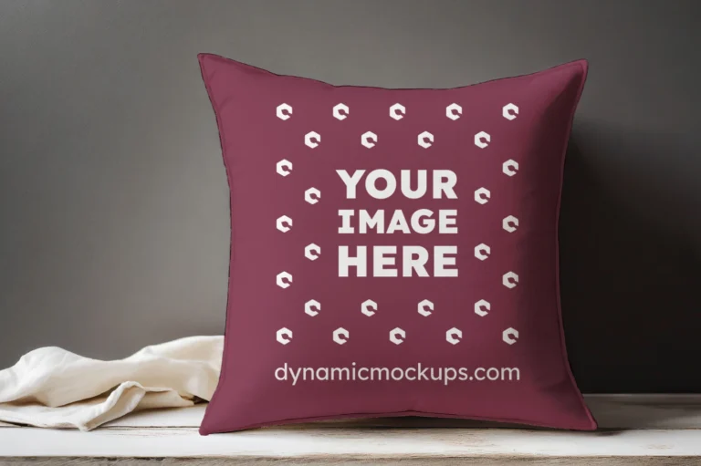 Maroon Square Pillow Cover Mockup Template