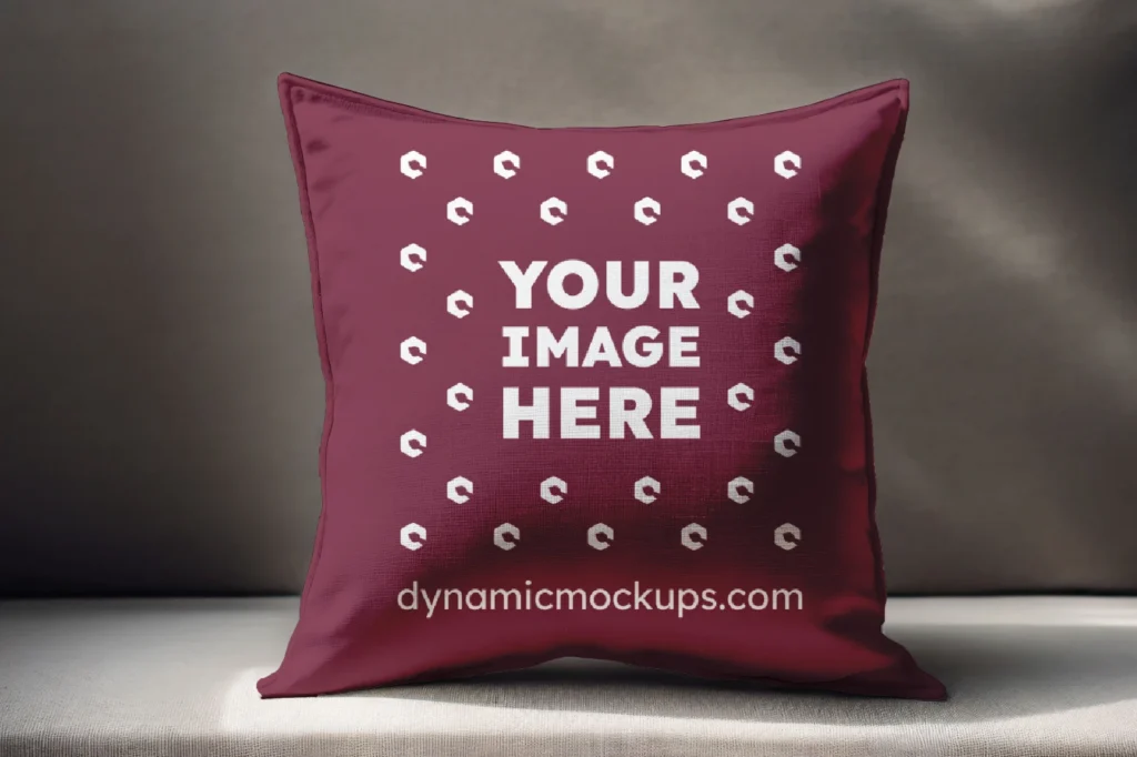 Maroon Square Pillow Cover Mockup Template