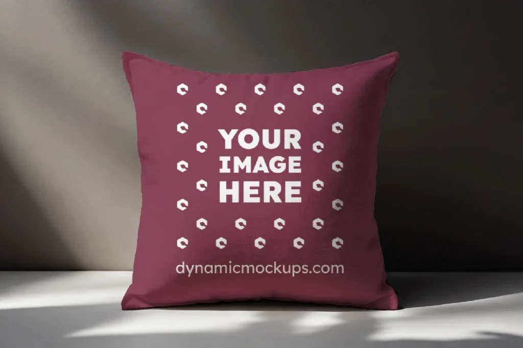 Maroon Square Pillow Cover Mockup Template