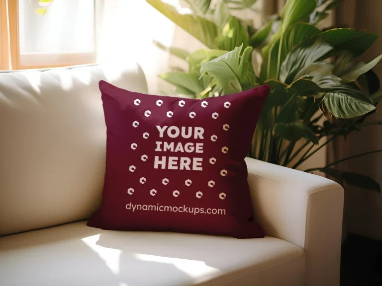 Maroon Square Pillow Cover Mockup Template