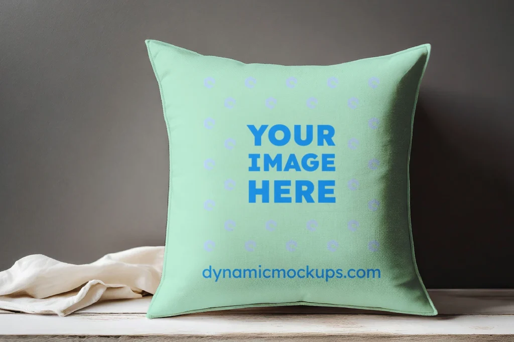 Mint Square Pillow Cover Mockup Template