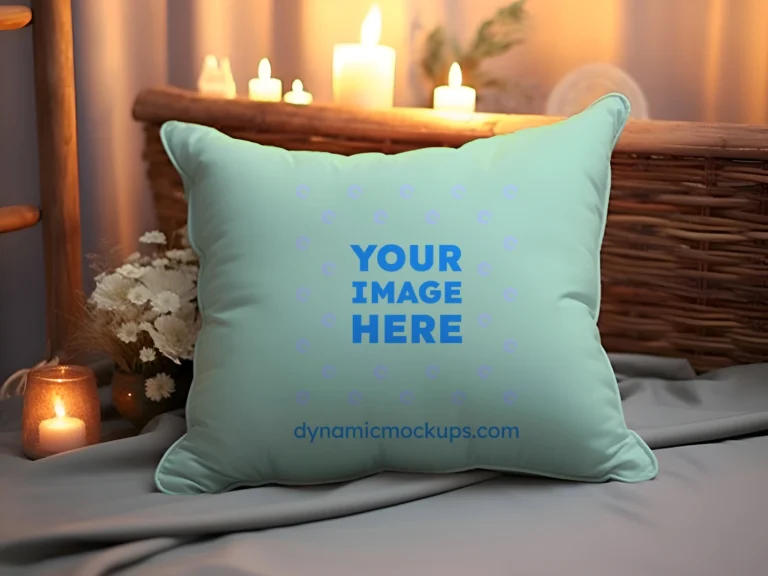 Mint Square Pillow Cover Mockup Template