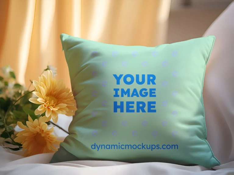 Mint Square Pillow Cover Mockup Template