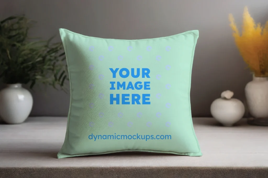 Mint Square Pillow Cover Mockup Template