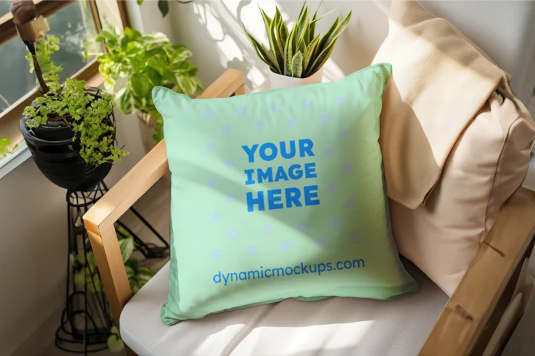 Mint Square Pillow Cover Mockup Template