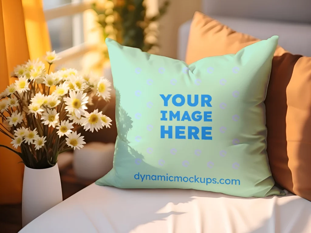 Mint Square Pillow Cover Mockup Template