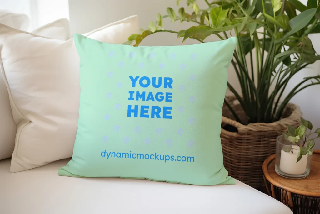 Mint Square Pillow Cover Mockup Template