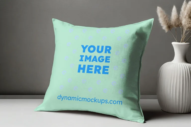 Mint Square Pillow Cover Mockup Template